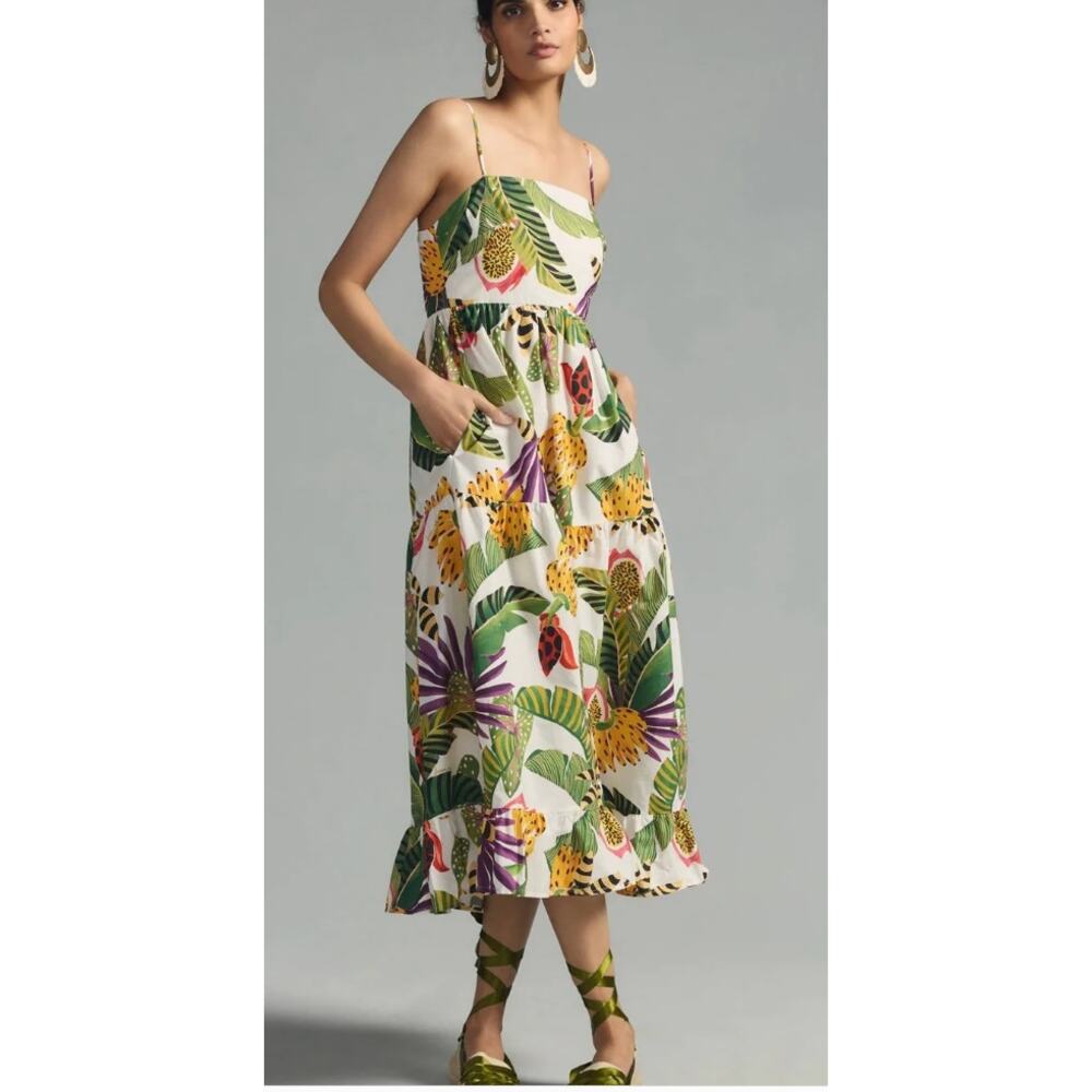 Farm Rio NEW Striped Forest Maxi Dress, Small